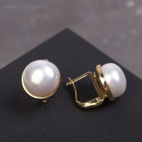 Серьги с жемчугом «Грейс» классика в огранке, цвет белый в золоте Серьги с жемчугом «Грейс» классика в огранке, цвет белый в золоте