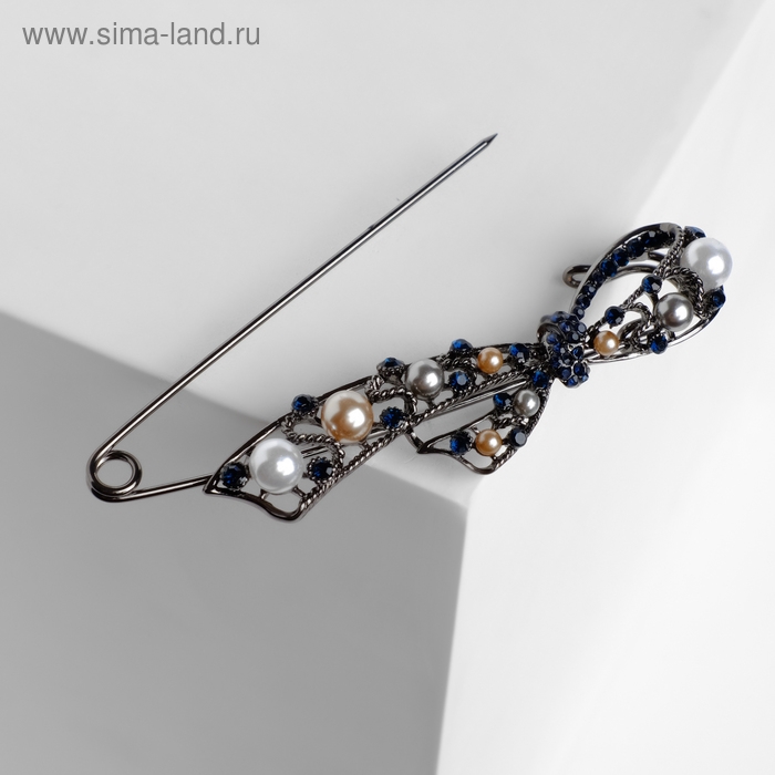 Булавка &laquo;Бант&raquo;, 10,5 см, цветная в сером металле