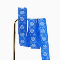 Лента декоративная репсовая &laquo;Снежинки&raquo;, синяя, 2 см &times; 5 м