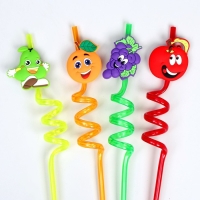 Трубочки для коктейля &laquo;Весёлые фрукты&raquo;, набор 4 шт., МИКС