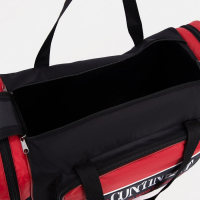 Сумка спортивная мужская на молнии, 3 наружных кармана, большой размер, цвет чёрный/красный