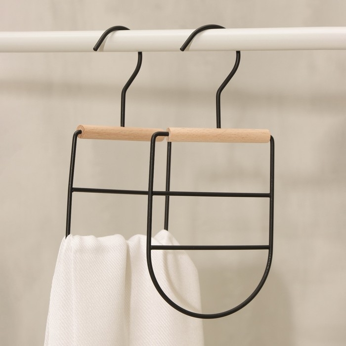 Вешалка для ремней и шарфов LaDо́m Laconique, 11,5&times;23,5&times;1,1 см, многоуровневая, цвет чёрный