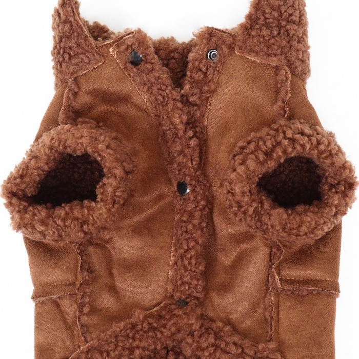 Дубленка для собак, размер S, коричневая