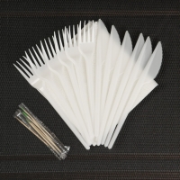 Набор пластиковой одноразовой посуды на 6 персон &laquo;Шашлычный №3&raquo;, цвет белый