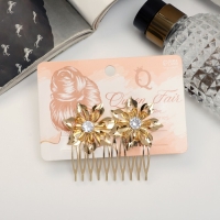 Гребень для волос "Либерти" цветок двойной, 5х6,5 см, золото Гребень для волос "Либерти" цветок двойной, 5х6,5 см, золото