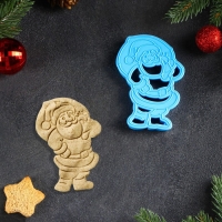 Форма для печенья &laquo;Санта Клаус&raquo;, вырубка, штамп, 10,2&times;7,3 см, цвет микс