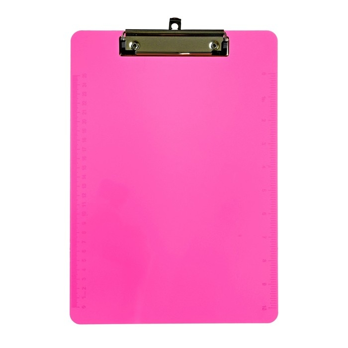 Планшет с прижимом формат А4 пластик, тонированный, с линейкой, МИКС