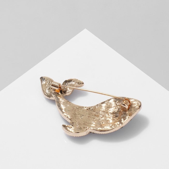 Брошь &laquo;Кит&raquo;, цвет бело-синий в золоте