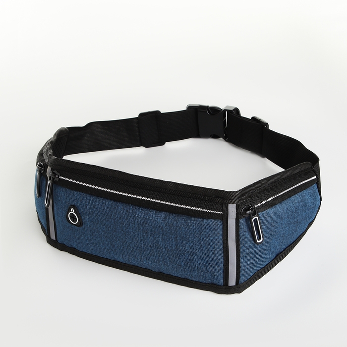 Поясная сумка на молнии, 3 отдела, цвет синий Поясная сумка на молнии, 3 отдела, цвет синий