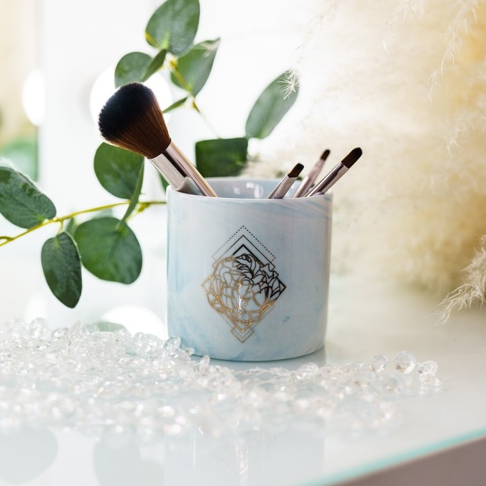 Горшок для цветов керамический с тиснением, кашпо &laquo;Геометрия&raquo;, 8 х 7,5 см