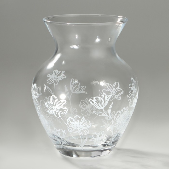 Ваза для цветов &laquo;Цветы&raquo; стеклянная, прозрачная, 14,4 см, 700 мл.