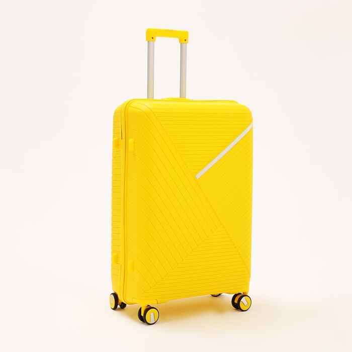 Чемодан большой 100 л (L), отдел на молнии, кодовый замок, 4 колеса, цвет жёлтый
