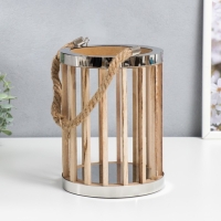 Подсвечник дерево "Цилиндр - рейка" набор 2 шт 15х15х21, 11,5х11,5х16 см