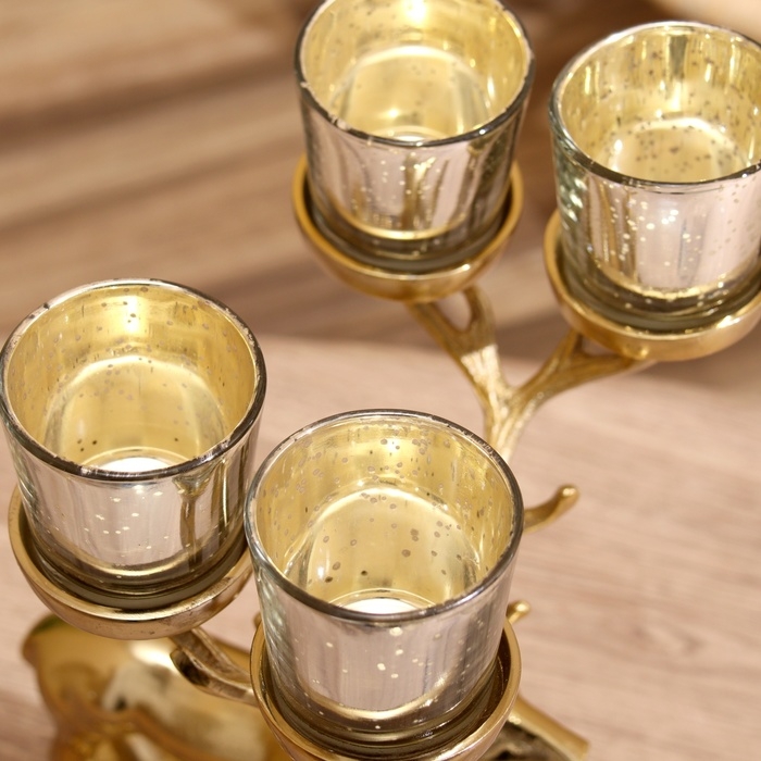 Подсвечник на 4 свечи Подсвечник на 4 свечи "Олень" алюминий 18х20х35 см