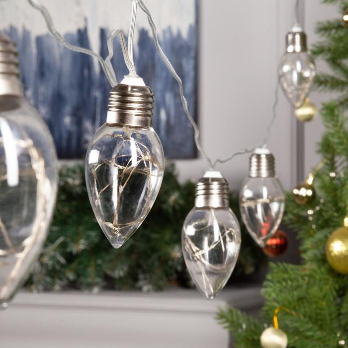 Гирлянда &laquo;Нить&raquo; 3 м с насадками &laquo;Лампочки капля&raquo;, IP20, прозрачная нить, 80 LED, свечение синее, 8 режимов, 220 В