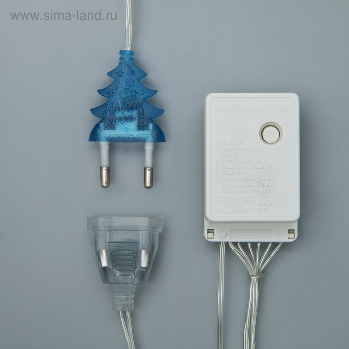 Гирлянда &laquo;Занавес&raquo; 2 &times; 1.5 м с насадками &laquo;Ёжики&raquo;, IP20, прозрачная нить, 360 LED, свечение синее, 8 режимов, 220 В