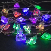 Гирлянда &laquo;Нить&raquo; 5 м с насадками &laquo;Подарки&raquo;, IP20, прозрачная нить, 20 LED, свечение мульти (RG/RB), мигание, 220 В