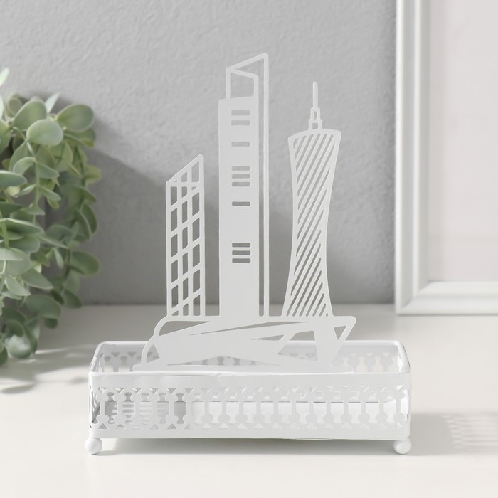 Подставка интерьерная металл Подставка интерьерная металл "Город" белый 6,3х14,5х18,5 см