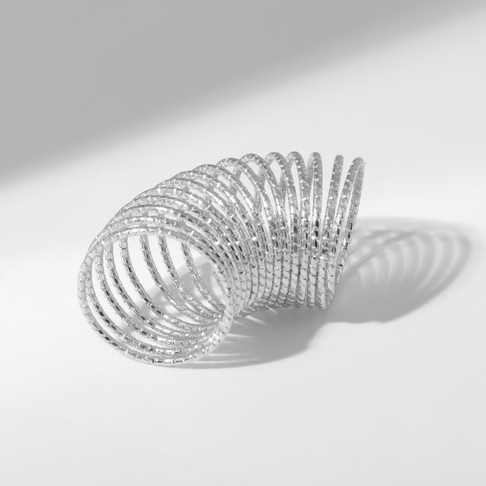 Кольцо &laquo;Пружинка&raquo;, цвет серебро