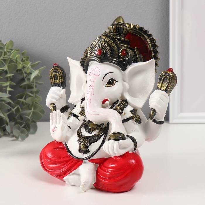 Сувенир полистоун Сувенир полистоун "Ганеша бежевый, в красных шароварах" 12х17,5х21 см