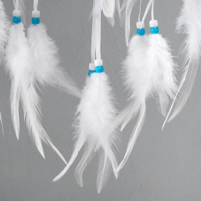 Ловец снов от сглаза "Белое солнце" с перьями 22х60 см