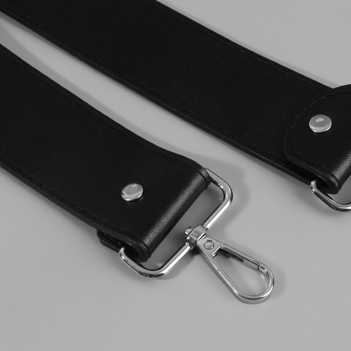 Ручка для сумки, с карабинами, 100 &plusmn; 1 см &times; 4 см, цвет чёрный