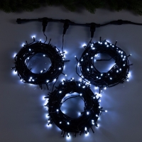 Гирлянда &laquo;Клип-лайт&raquo; 3 нити по 20 м, IP44, УМС, тёмная нить, 399 LED, свечение белое, мерцание всех светодиодов, 24 В