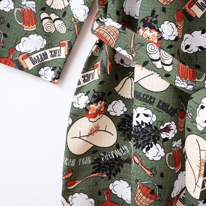 Халат мужской удлиннный Этель Халат мужской удлиннный Этель "Генеральская банька" размер 46-48, вафля 200г/м2, 100% хлопок