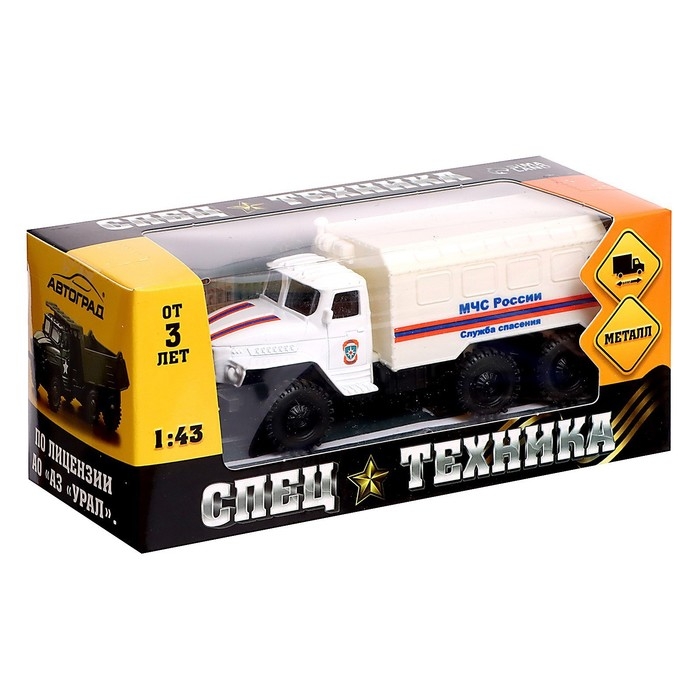 Грузовик металлический &laquo;УРАЛ &laquo;МЧС&raquo;, инерция, масштаб 1:43