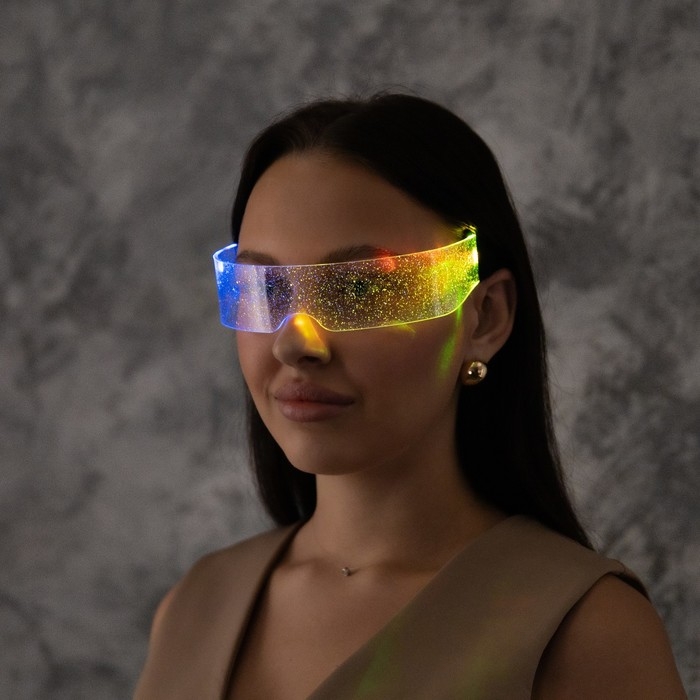 Светодиодные очки Светодиодные очки "Сияние", 14.5x4.5x18 см, CR2032x2 (в компл.), 3 режима, RGB