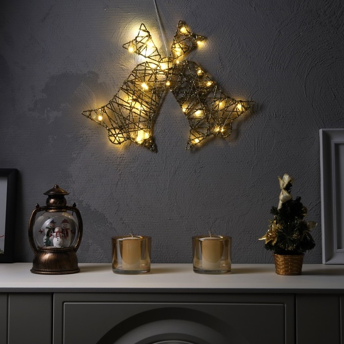 Светодиодная фигура &laquo;Колокольчики&raquo; 42.5 &times; 30 см, металл, батарейки ААх2 (не в комплекте), свечение тёплое белое