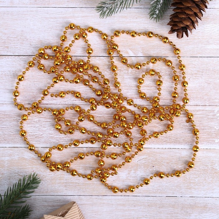 Бусы на ёлку 2,7 м d-8 мм "Шарики рельефные" микс