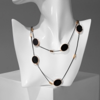 Бусы 2 яруса &laquo;Овалы&raquo; цвет чёрный в золоте, 54 см
