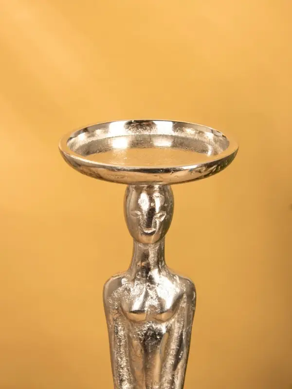 Подсвечник "Цивилизация" 13х13х 41 см, алюминий, цв. серебро