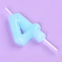 Свеча в торт &laquo;Цифра 4&raquo;, светящаяся голубая, 9 см