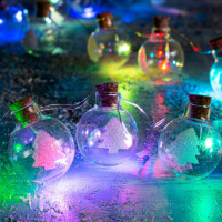 Гирлянда &laquo;Нить&raquo; 1.6 м с насадками &laquo;Шарики с ёлочкой&raquo;, IP20, серебристая нить, 15 LED, батарейки ААх2 (нет в комплекте), свечение мульти