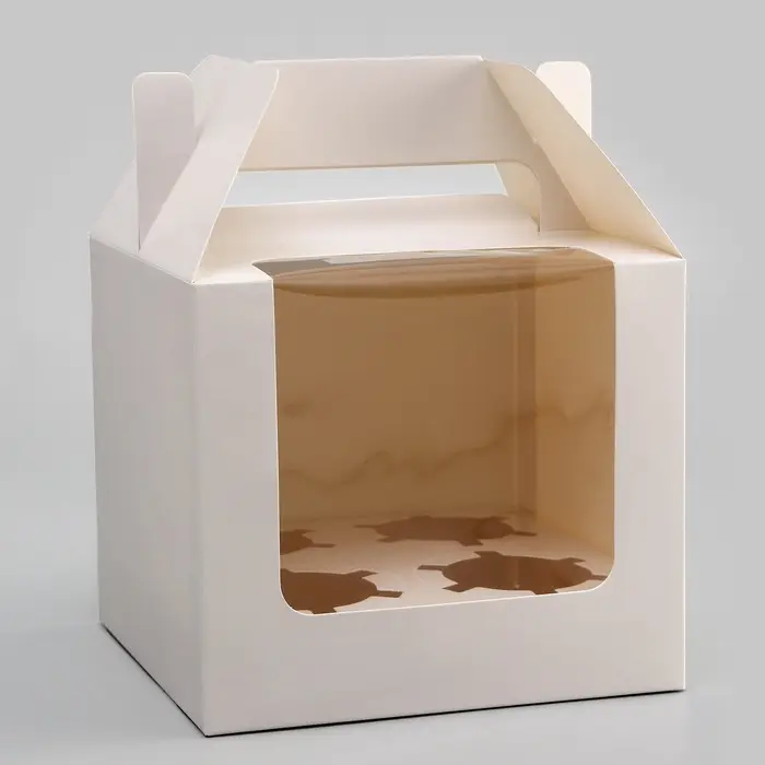 Коробка для 4 капкейков, белая 16&times;16&times;14 см