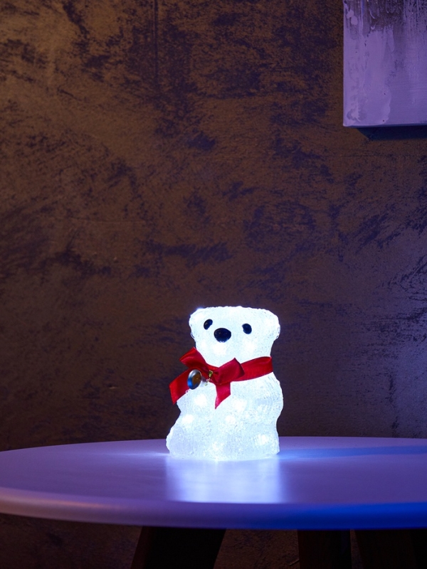 Светодиодная фигура &laquo;Медвежонок&raquo; 13 &times; 10 см, акрил, 20 LED, батарейки ААх2 (не в комплекте), свечение белое