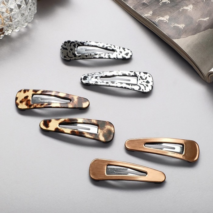 Невидимка для волос Невидимка для волос "Беатрис" (набор 6 шт) лео, 5 см, золото