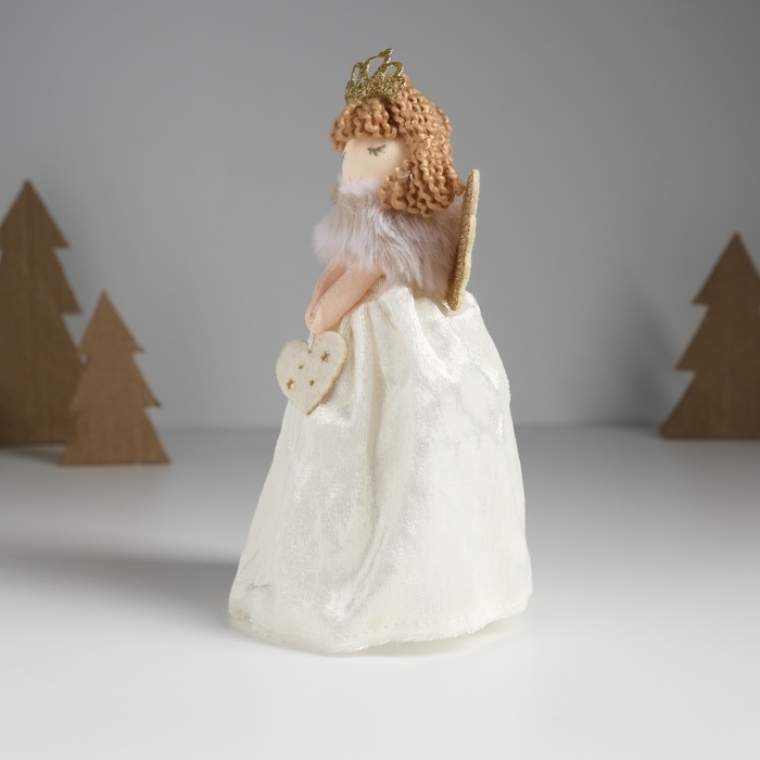 Кукла интерьерная Кукла интерьерная "Принцесса-ангел в белом бархатном платье с сердечком" 7,5х8х17,5 см