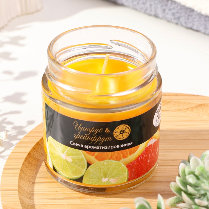 Свеча в банке ароматическая Свеча в банке ароматическая "Цитрус и грейпфрут", 25 ч