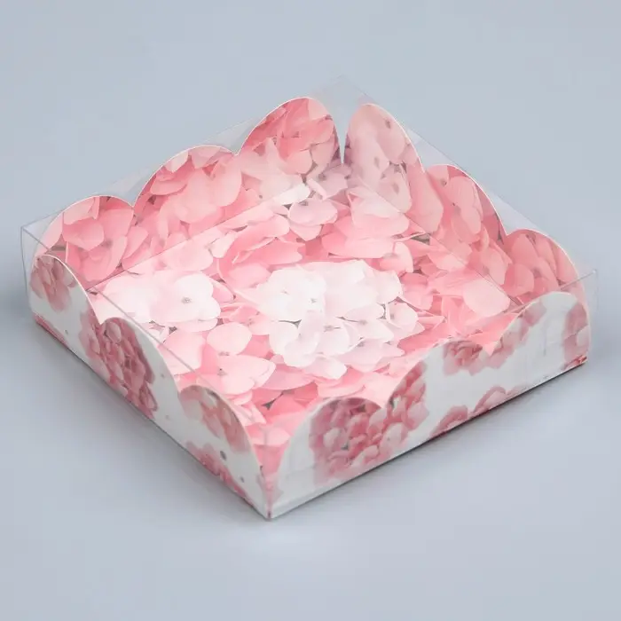 Коробка для печенья, кондитерская упаковка с пластиковой крышкой, Present, 10.5 х 10.5 х 3 см