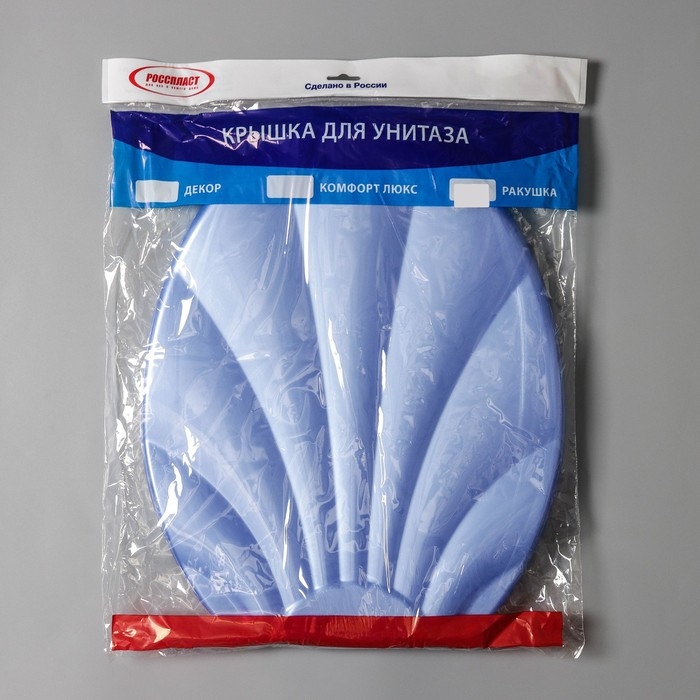 Сиденье для унитаза &laquo;Ракушка&raquo;, 44,5&times;37 см, с крышкой, голубой перламутр