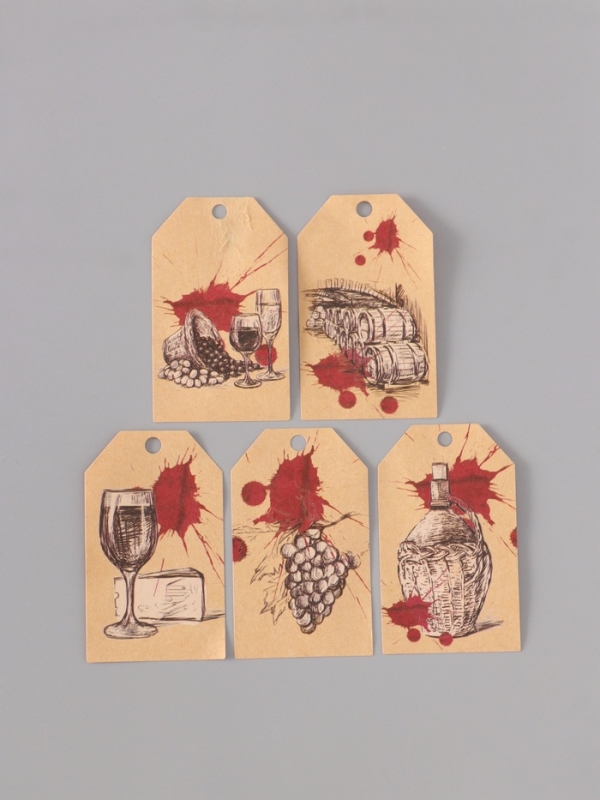 Наклейка бумага крафт "Бирки. Виноградник" 3х5 см 200 шт в рулоне