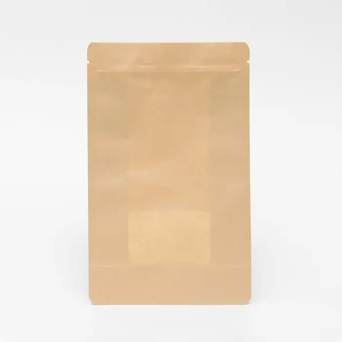 Пакет Zip - lock Крафт с плоским дном, прямоугольное окно, 16&times;26 см