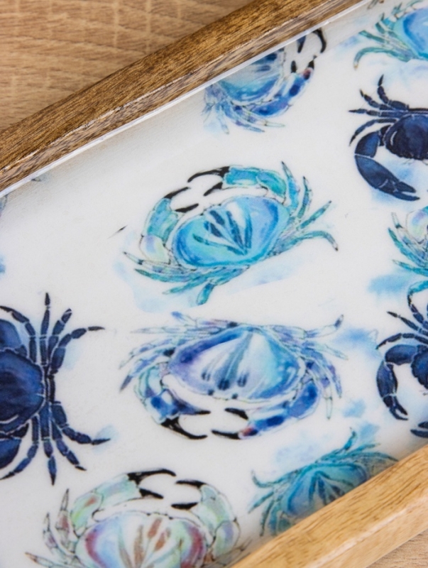 Набор розеток на подносе "Крабы" (3 шт) дерево манго 33,5х13х6,5 см