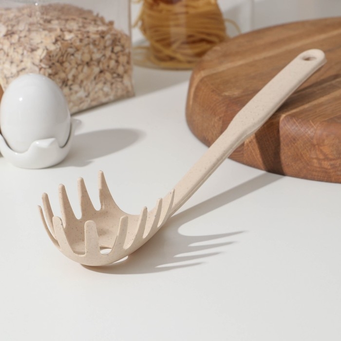 Ложка для спагетти Доляна &laquo;Беж&raquo;, 28 см, цвет бежевый