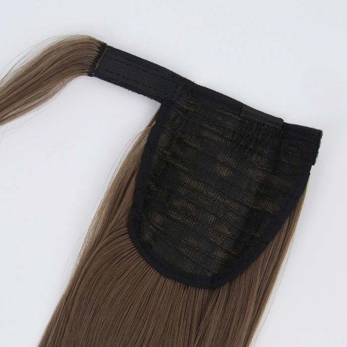 Хвост накладной, прямой волос, на резинке, 60 см, 100 гр, цвет омбре русый/пепельно-розовый