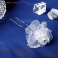 Шпилька для волос &laquo;Нежная розочка&raquo;, 3&times;6.5 см, белая