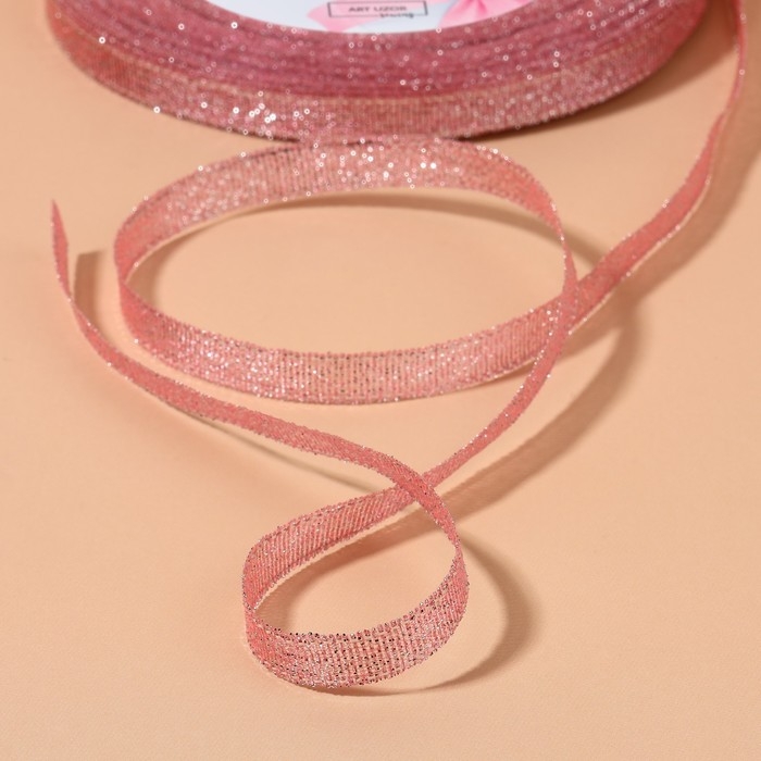 Лента парчовая, 6 мм, 23 &plusmn; 1 м, цвет розовый №013